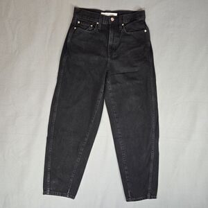 Apiece Apart High Rise Mari Barrel Jeans Womens 26 Black Charcoal Tapered USA